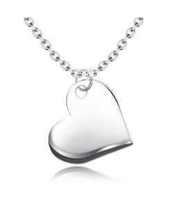 Heart Flat Shaped Silver Necklace SPE-5261